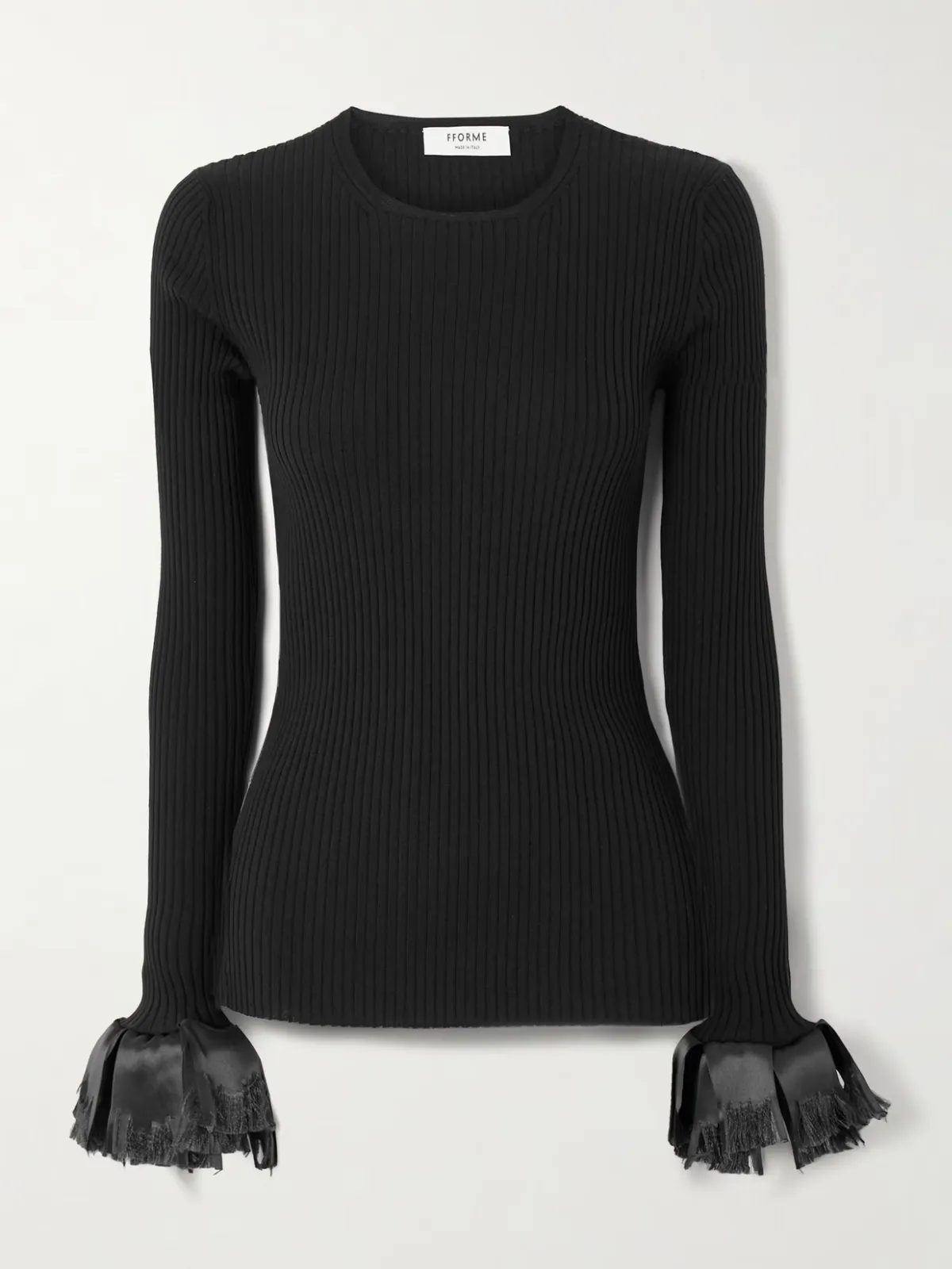 - Nova Satin-trimmed Ribbed Wool-blend Top -