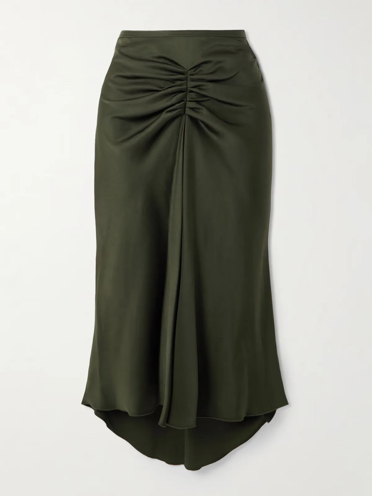 - Bella Gathered Satin-crepe Midi Skirt -
