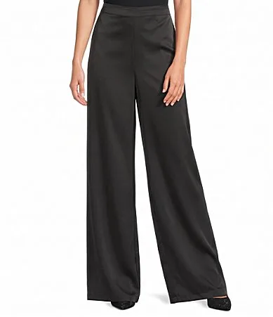 Wide Leg Pull-On Satin Pants