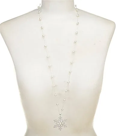 Snowflake Long Pendant Necklace by Merry & Bright