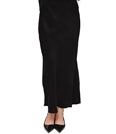 Bias Pull-On Satin Maxi Skirt