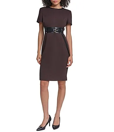 Scuba Belted Sheath Dress