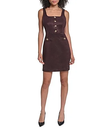 Scuba Suede Button Dress