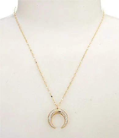 Waterproof Pave Horn Short Pendant Necklace by Anna & Ava