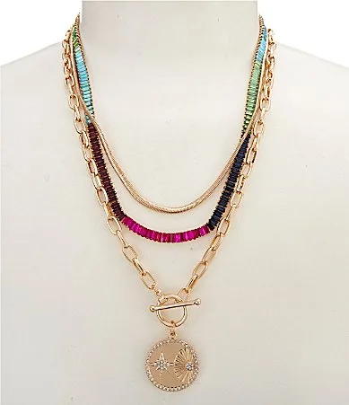Ombre Stone Layered Short Multi-Strand Necklace by Gemma Layne