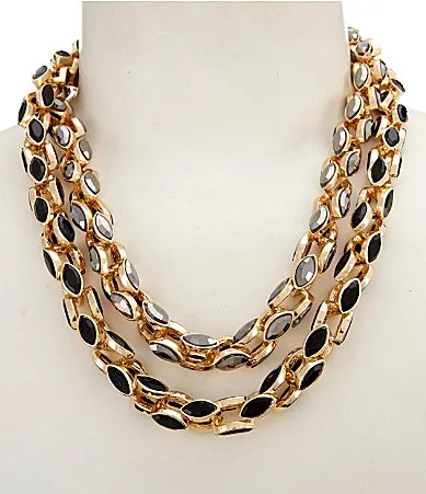 Nav Tubes 2 Row Short Multi-Strand Statement Necklace