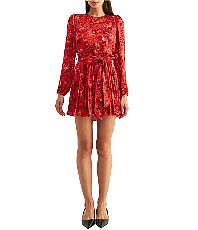 Bailey Long Sleeve Pleated Mini Dress