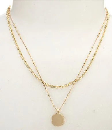 Waterproof Layered Disk Short Multi-Strand Necklace