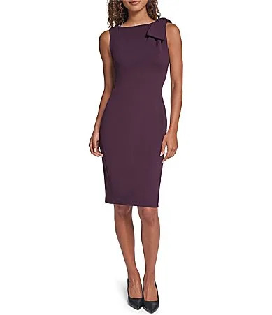 Bow Shoulder Sheath Dress