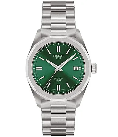 Prc100 Solar Quartz 34mm Stainless Steel Watch by Tissot