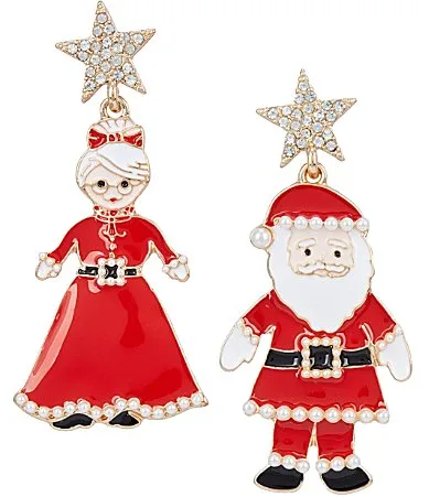 Mr. & Mrs. Clause Holiday Drop Earrings