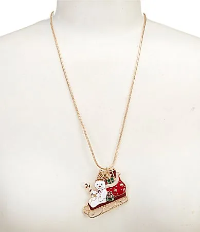 Mr. Bingle Sled Long Pendant Necklace by Merry & Bright