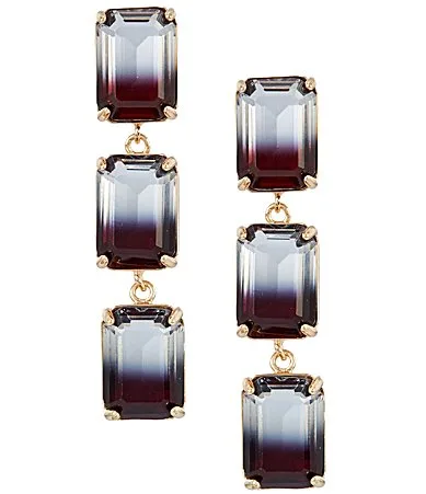 Crystal Jet Ombre Octagon Stone Linear Earrings
