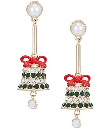Holiday Embellished Bell Drop Earrings