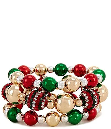 Fireball Beaded Stretch Bracelet Set by Merry & Bright