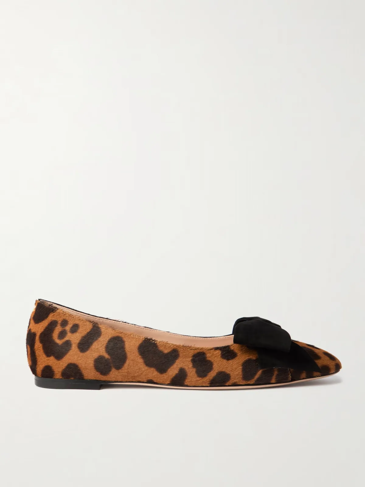 - Bowow Suede-trimmed Leopard-print Calf Hair Ballet Flats -