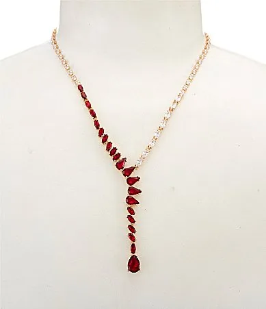Crystal CZ Siam Stone Short Y-Necklace by Cezanne