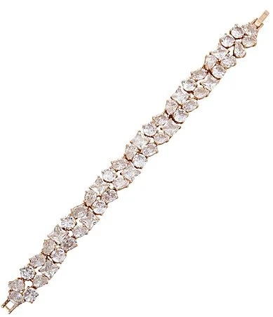 Crystal CZ Multi Shape Two Row Line Bracelet by Cezanne