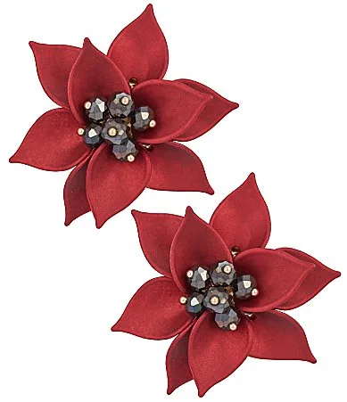 Scarlet Flowers Statement Drop Earrings by Dillards
