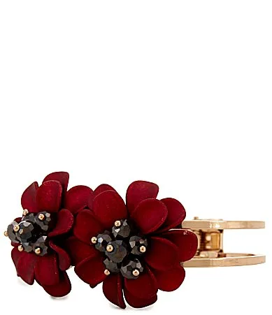 Scarlet Flowers Statement Hinge Bracelet