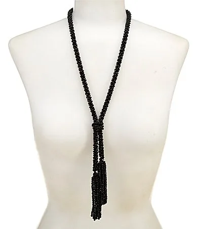 Adjustable Beaded Tassel Statement Necklace