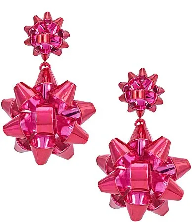 Holiday Metallic Bow Drop Earrings