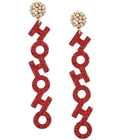 Acrylic Resin Ho Ho Ho Drop Earrings