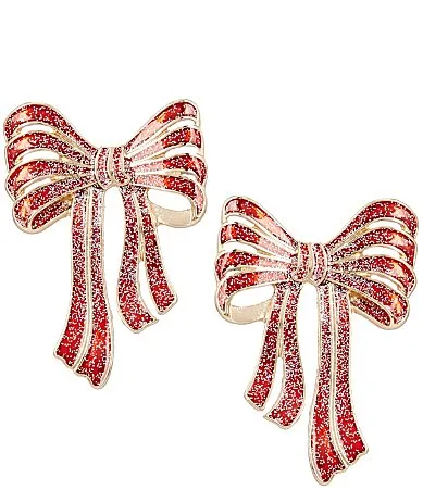 Enamel Bow Drop Earrings