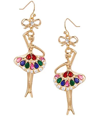 Embellished Ballerina Drop Earrings by Merry & Bright