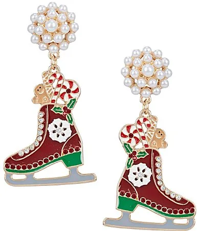 Holiday Ice Skate Drop Earrings