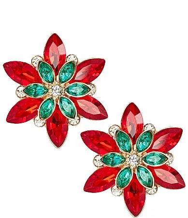 Stone Poinsettia Drop Earrings by Merry & Bright