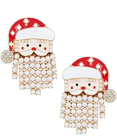 Holiday Embellished Santa Drop Earrings