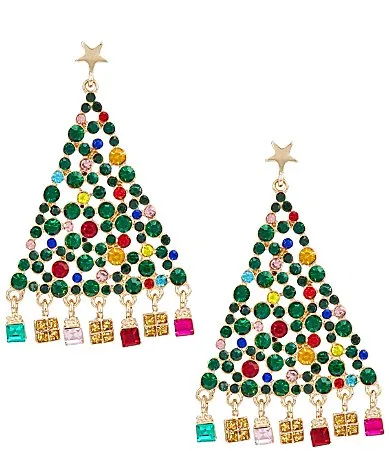 Shaky Tree with Presents Drop Earrings