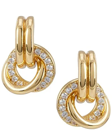 Waterproof Pave Interlock Hoop Earrings