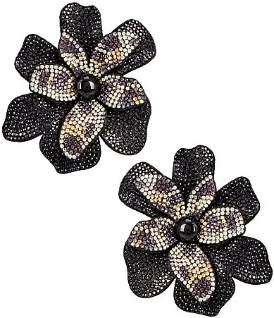 Crystal Flower Leopard Stud Statement Earrings by Natasha Accessories