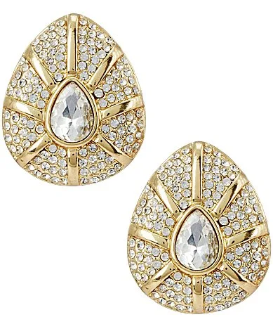 XL Crystal Metal Teardrop Stud Earrings