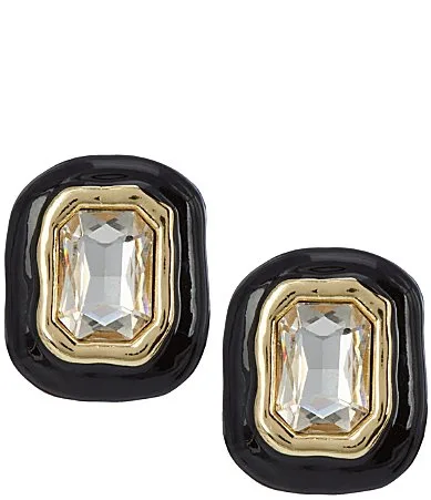 Enamel Stone Stud Statement Earrings by Natasha Accessories