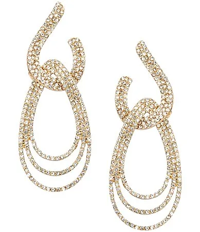 Crystal Pave Orbital Teardrop Drop Earrings
