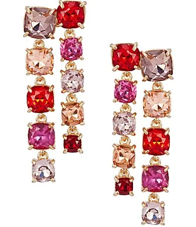 Multi Color Graduating Round Stone Drop Earrings