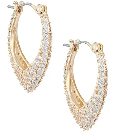 Crystal CZ Pave Delicate Navette Hoop Earrings