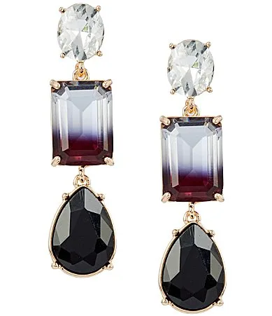 Crystal Jet Ombre Multi Stone Linear Earrings