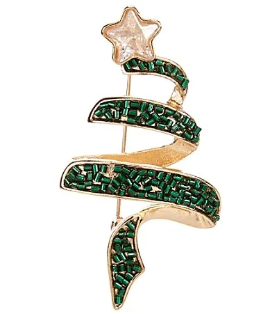 Abstract Glitter Beaded Tree Brooch