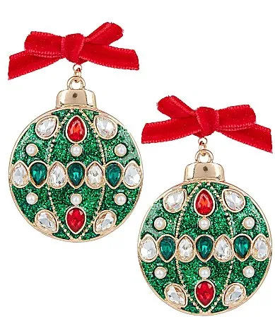 Holiday Glitter Ornament Drop Earrings