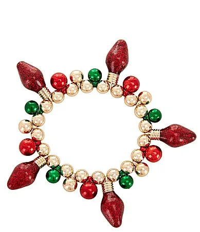 Lightbulb Beaded Stretch Bracelet by Merry & Bright