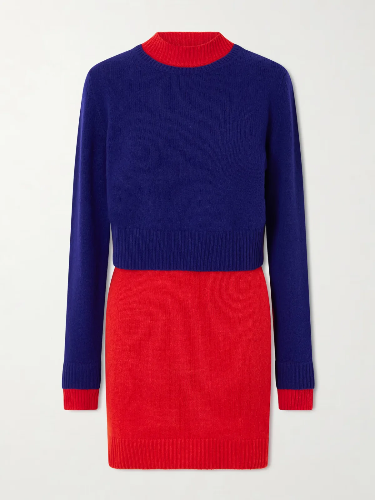 - Two-tone Layered Wool-blend Mini Dress - IT44
