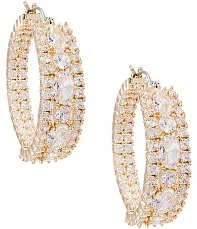 Crystal CZ Round Oval Stone Hoop Earrings by Cezanne