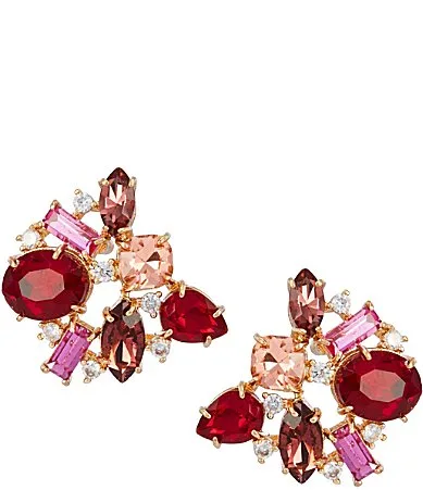 Multi Stone Cluster Stud Earrings