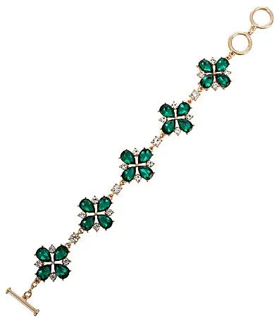 Emerald Crystal Stone Flower Line Bracelet by Dillards