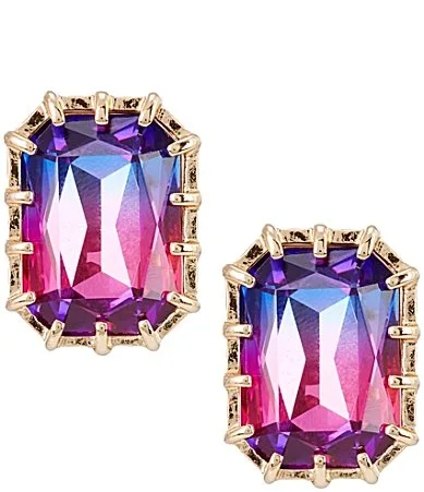 Purple Ombre Faceted Octagon Stone Stud Earrings by Gemma Layne