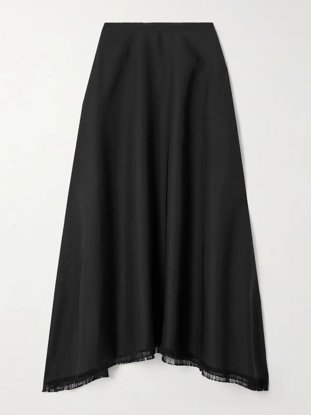 - Ash Frayed Draped Twill Midi Skirt -